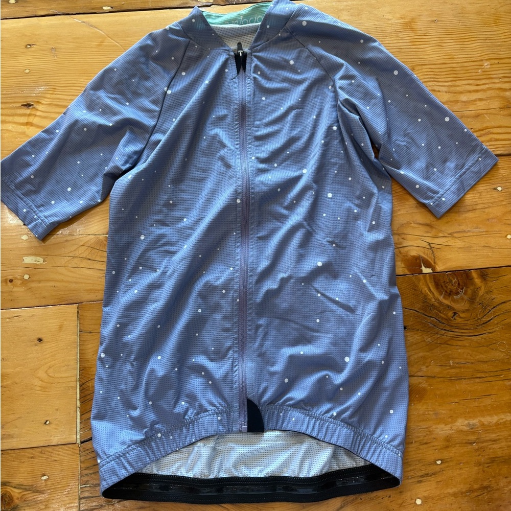 Purple Cycling Jersey with White Dots